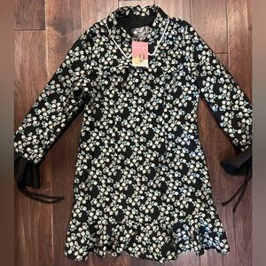 NWT Sister Jane Jacquard Floral Print Collared Dress Medium Pearl Unique